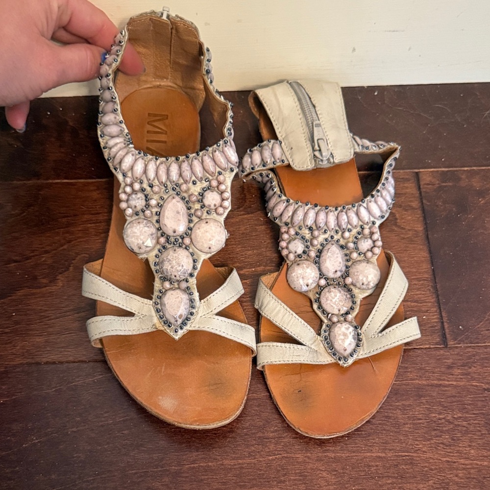 MIA Jeweled T-Strap Sandals